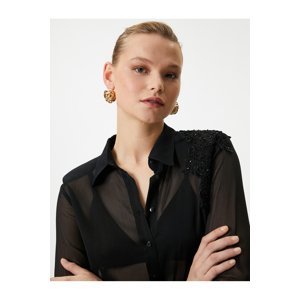 Koton Tuba Ünsal X Cotton - Lace Detailed Transparent Shirt