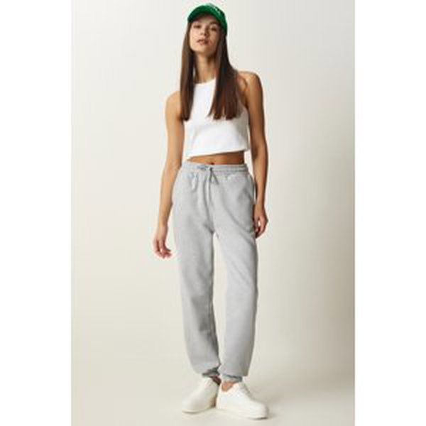 Happiness İstanbul Women's Gray Tiered Knitted Sweatpants
