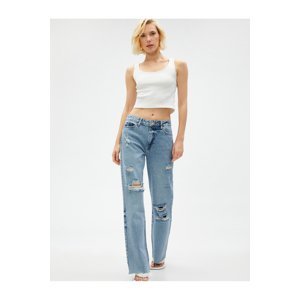 Koton Straight Leg Jeans with Ripped Detail - Nora Jeans