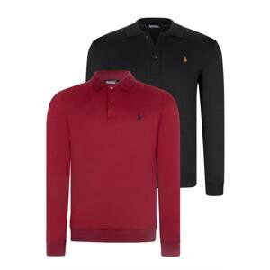 DOUBLE SET V4007 DEWBERRY MEN'S SWEATSHIRT-BLACK-BURGUNDY