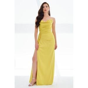Carmen Evening Dress in Satin with a Slit and Cat Ears Dress