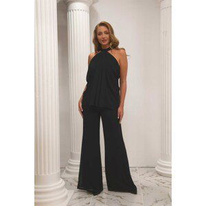 Carmen Black Chiffon Weightlifting Jumpsuit