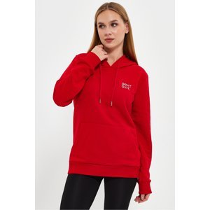 River Club Women's Red Dont Quit Printed 3 Thread Hooded Sweatshirt