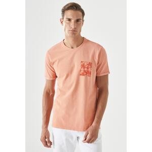 ALTINYILDIZ CLASSICS Men's Pale Pink Slim Fit Slim Fit Crew Neck 100% Cotton Printed T-Shirt