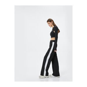 Koton Wide Flare Sports Sweatpants with Side Stripe Tie Waist Pocket