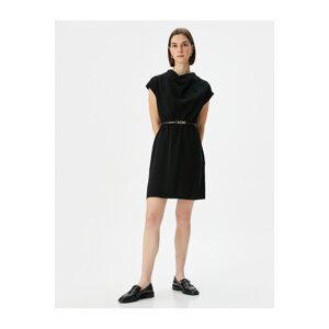 Koton Mini Dress Scoop Neck Belt Detailed Short Sleeve