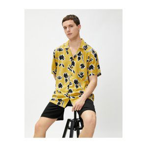 Koton Vintage Shirt Short Sleeve Floral Printed Button-Up Collar