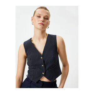 Koton Vest V-Neck Buttoned Pocket Detailed