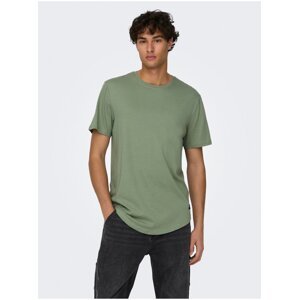 Zelené pánské basic tričko ONLY & SONS Matt Longy - Pánské