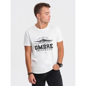 Ombre Men's cotton t-shirt with military print - white