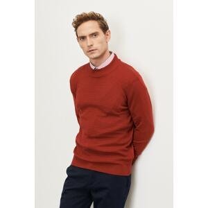 ALTINYILDIZ CLASSICS Men's Claret Red Standard Fit Normal Cut Half Turtleneck Knitwear Sweater