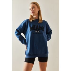 XHAN Navy Blue Crew Neck & Raised Oversize Sweatshirt 4KXK8-47718-14