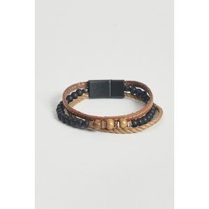 ALTINYILDIZ CLASSICS Men's Black-brown 100% Genuine Leather Bracelet