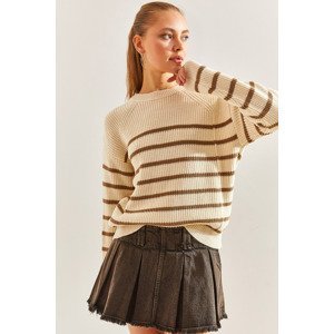 Bianco Lucci Women's Striped Thessaloniki Knitted Knitwear Sweater