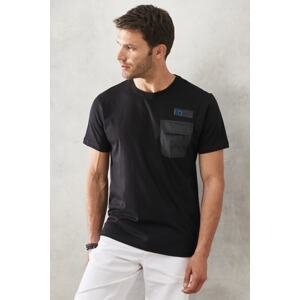 ALTINYILDIZ CLASSICS Men's Black Slim Fit Narrow Cut 100% Cotton Crew Neck T-Shirt