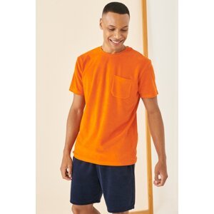 ALTINYILDIZ CLASSICS Men's Orange Comfort Fit Relaxed Fit Crew Neck T-Shirt