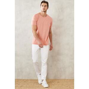 ALTINYILDIZ CLASSICS Men's Dusty Rose Slim Fit Narrow Cut Crew Neck Short Sleeve T-Shirt