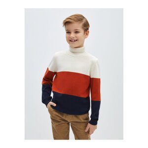 LC Waikiki Turtleneck Color Block Long Sleeve Boy's Knitwear Sweater