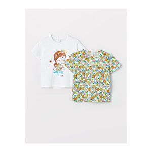 LC Waikiki Crew Neck Printed Baby Girl T-Shirt 2-Pack