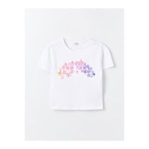 LC Waikiki Crew Neck Sequin Embroidered Short Sleeve Girls T-Shirt