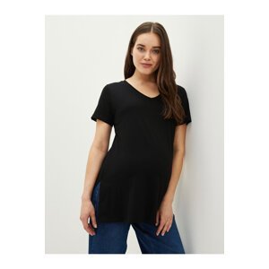 LC Waikiki V-Neck Plain Short Sleeve Cotton Maternity T-Shirt