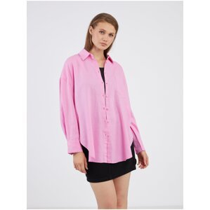Růžová dámská lněná košile ONLY Corina