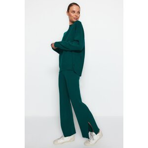 Trendyol Emerald Green Wide fit, Knitwear Top and Bottom Set with Basic Pants