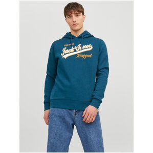 Modrá pánská mikina s kapucí Jack & Jones Logo