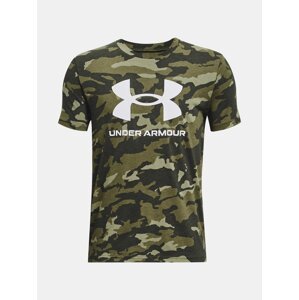 Khaki vzorované tričko Under Armour UA SPORSTYLE LOGO AOP SS