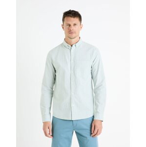 Světle modrá pánská pruhovaná košile Celio Caoxfordy