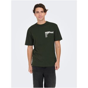 Tmavě zelené pánské tričko s krátkým rukávem ONLY & SONS Pink Floyd