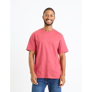 Tmavě růžové pánské tričko Celio Fedeton