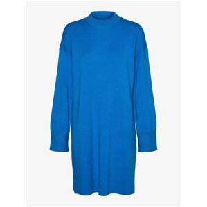 Modré dámské svetrové šaty VERO MODA Goldneedle