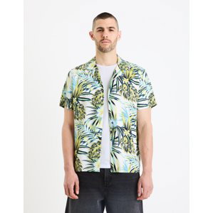 Bílo-zelená pánská košile s tropickým vzorem Celio Gatropica