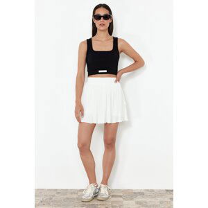 Trendyol White Normal Elastic Waist Pleated Flexible Mini Skirt with Shorts