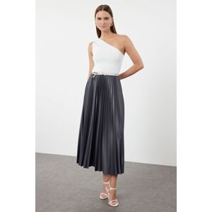 Trendyol Anthracite Pleated Maxi Knitted Skirt