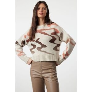 Trendyol Beige Soft Textured Patterned Knitwear Sweater