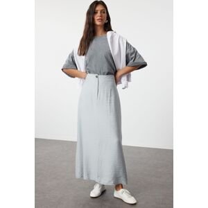 Trendyol Gray Normal Waist Woven Linen Look Skirt
