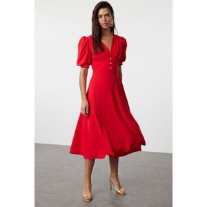 Trendyol Red A-Cut Shiny Stone Stylish Evening Dress