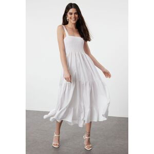 Trendyol White A-Line Gimped Woven Dress