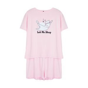 Trendyol Curve Pink Cat Printed Knitted Pajama Set