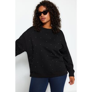 Trendyol Curve Black Thick Staple Detailed Knitted Sweatshirt