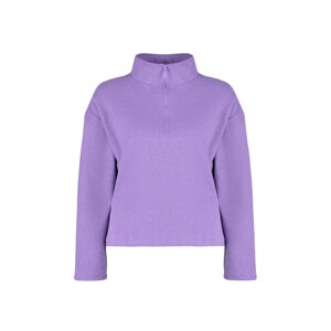 Trendyol Curve Purple Stand Collar Zippered Thessaloniki Thin Knitted Sweatshirt