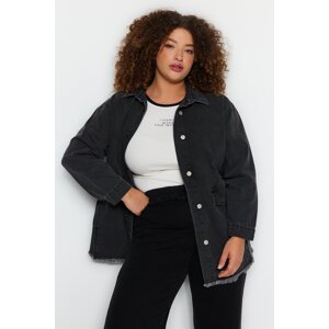 Trendyol Curve Anthracite Oversize džínová bunda