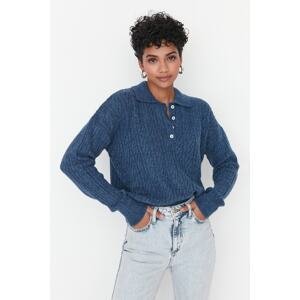 Trendyol Indigo Wide Fit Soft Textured Knitwear Sweater