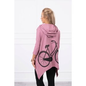Mikina s cyklistickým potiskem tmavě růžová