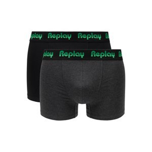 Replay Boxerky Boxer Style 5 Jacquard Logo 2Pcs Box - Black/D G Mel/Gre - Pánské