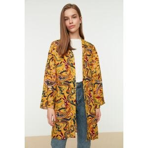 Trendyol Yellow Paisley Patterned Viscose Kimono & Kaftan