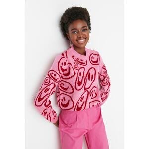 Trendyol Pink Self-Pattern Knitwear Sweater