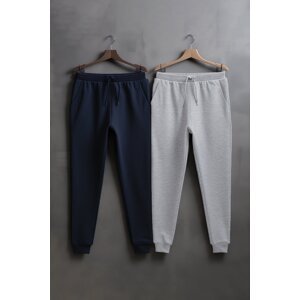 Trendyol Navy Blue Men's Regular/Real Cut Elastic Legs Basic 2-Pack Sweatpants